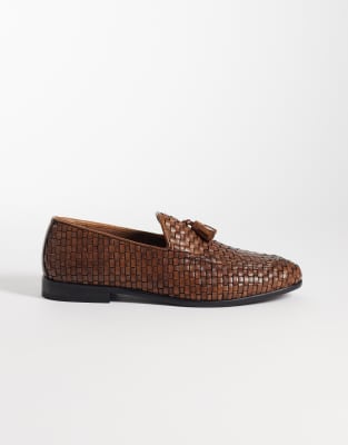 Asos Design Slim Loafers With Tassel In Brown