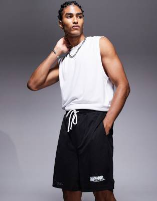 Asos Design Slim Mesh Texture Shorts With Print