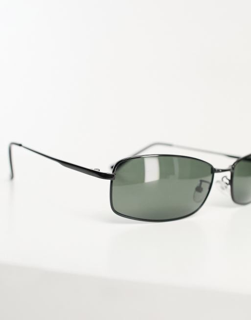 ASOS DESIGN oversized chunky rectangle sunglasses with smoke lens in white