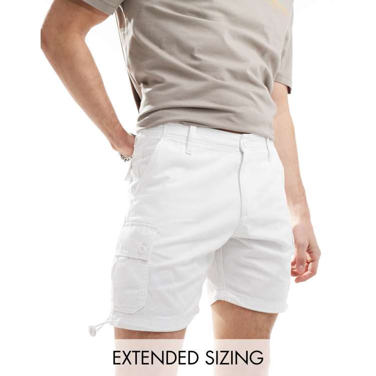 ASOS DESIGN slim mid length cargo shorts in white | ASOS