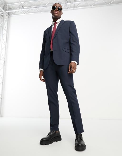 ASOS DESIGN slim tuxedo suit in burgundy