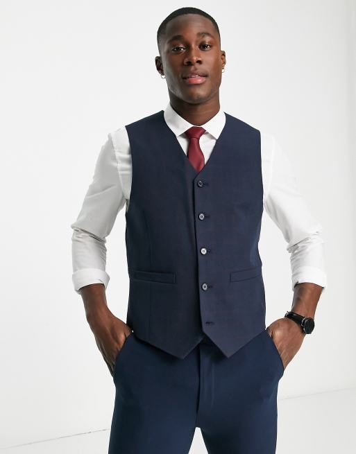 Navy blue suit 2024 with burgundy vest