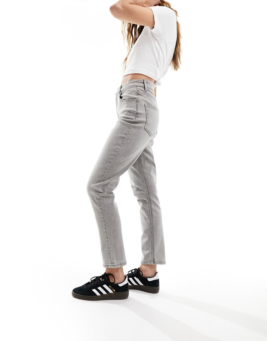 Asos Design Slim Mom Jeans In Gray