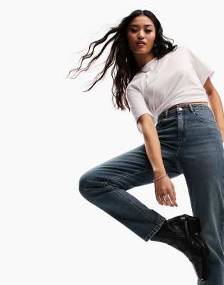 ASOS DESIGN slim mom jeans in mid blue - ASOS Price Checker