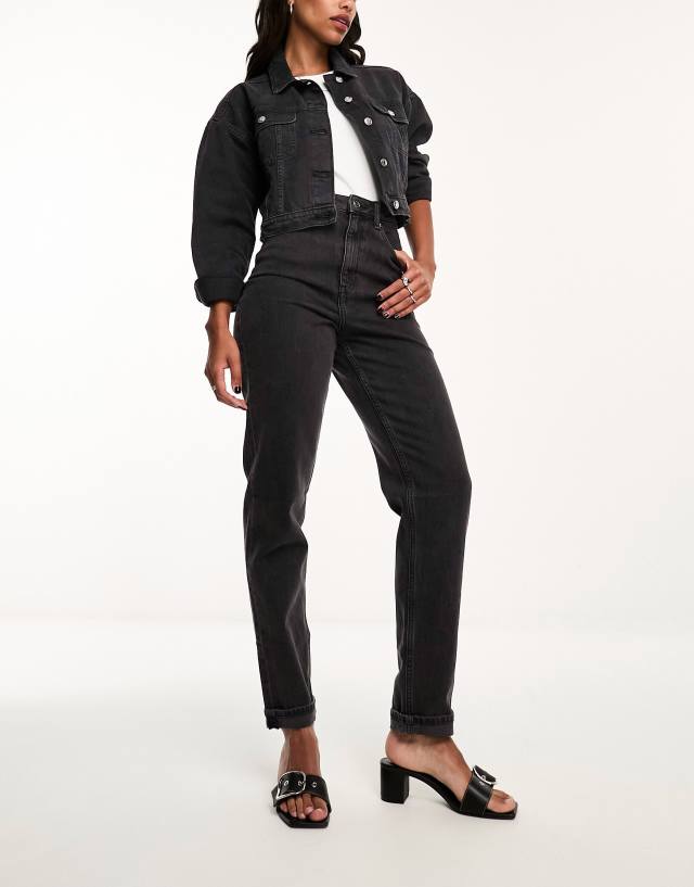 ASOS DESIGN slim mom jeans in washed black