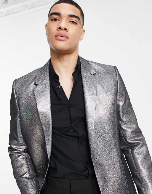 Silver blazer mens sale