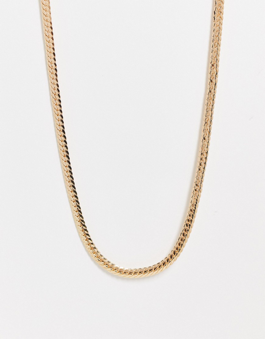 ASOS DESIGN slim neckchain with flat links in gold tone