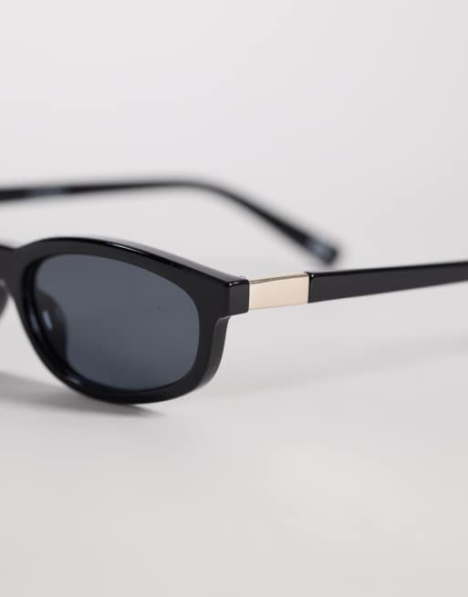ASOS DESIGN slim oval square sunglasses in black, 2 of 3