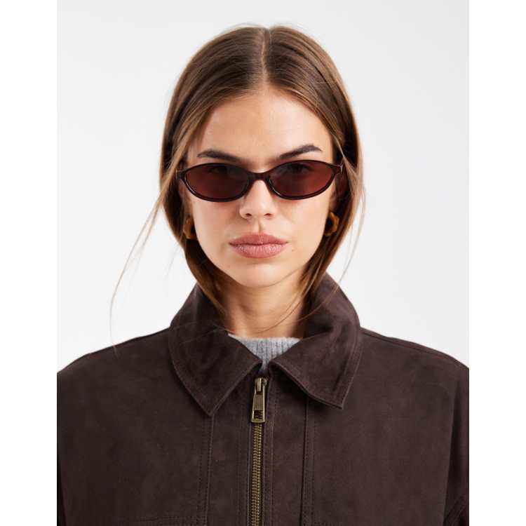  grey brown Classic oval shape tinted fashion sunglasses asos oval glasses - TikTok Shop main image 3