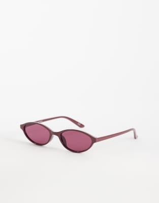Asos Design Slim Oval Sunglasses In Purple