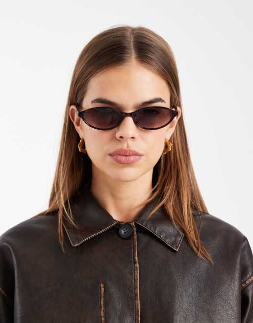 ASOS DESIGN slim oval sunglasses in tort, 3 of 3