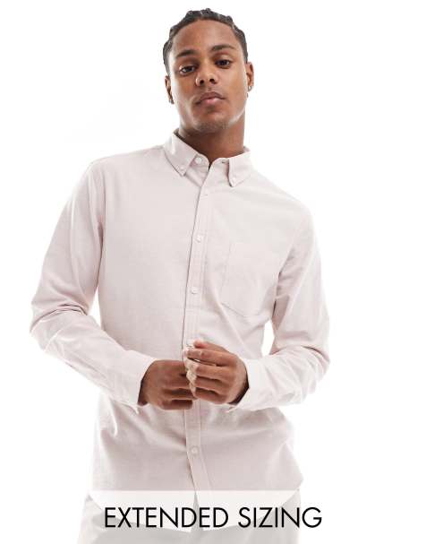 ASOS DESIGN - Slim Oxford overhemd in lichtroze - view 1