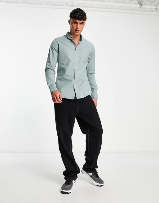 ASOS DESIGN slim oxford shirt in duck egg blue | ASOS