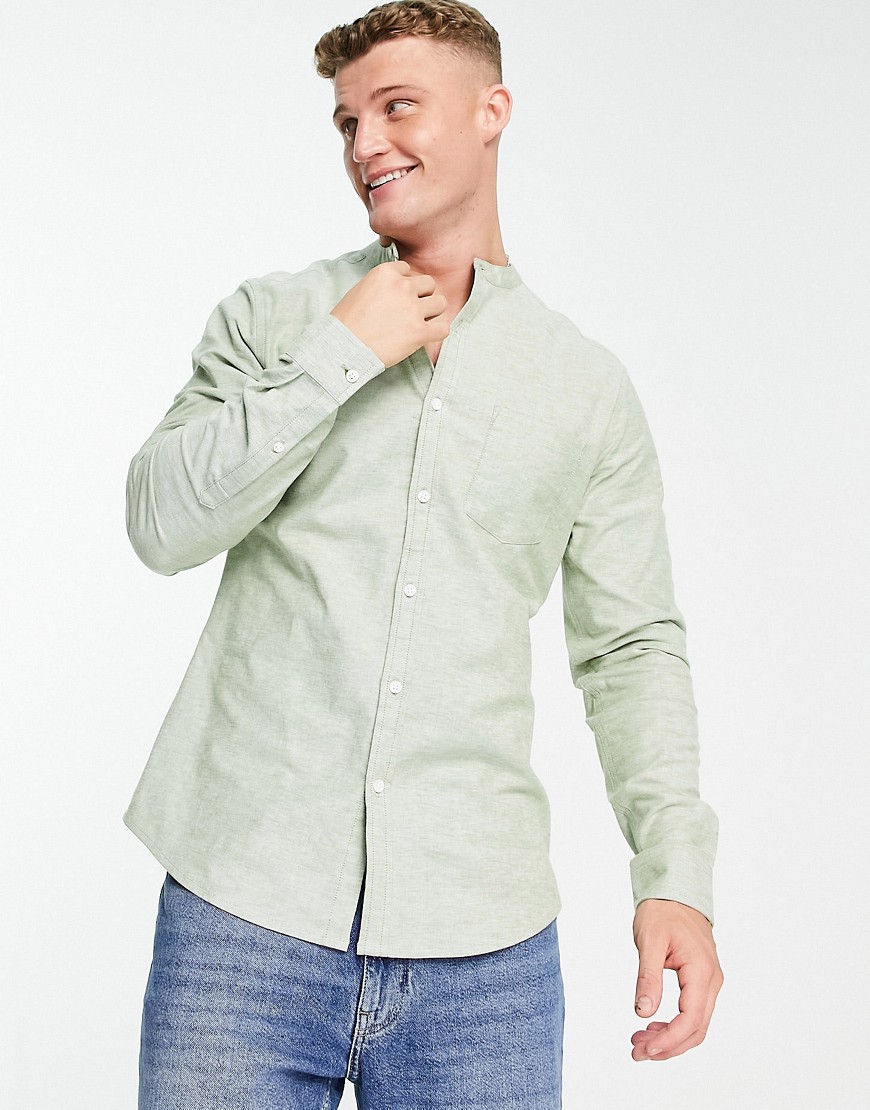 ASOS DESIGN slim oxford shirt in green yarn dye