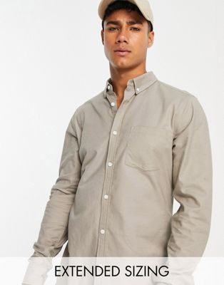 ASOS DESIGN slim oxford shirt in vintage khaki
