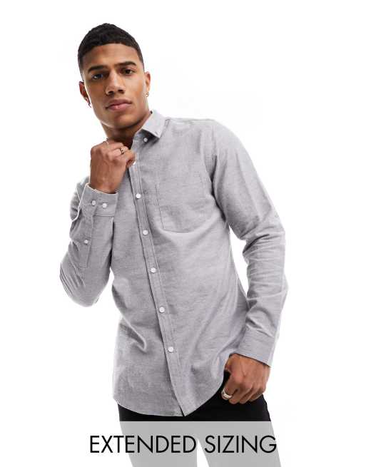 ASOS DESIGN slim oxford shirt in yarn dye charcoal | ASOS