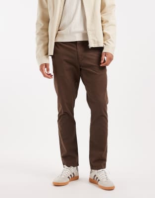 Asos Design Slim Pants In Brown