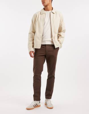 Asos Design Slim Pants In Brown