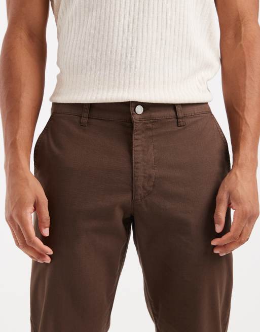 ASOS DESIGN slim pants in brown ripstop, 5 of 5