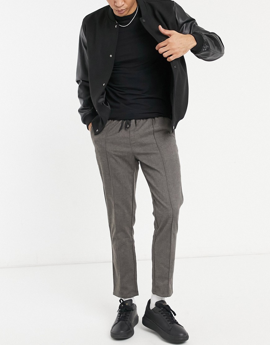 ASOS DESIGN slim pants in gray with elasticized waist-Grey