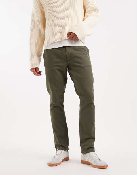 ASOS DESIGN slim pants in khaki-green ripstop - view 1
