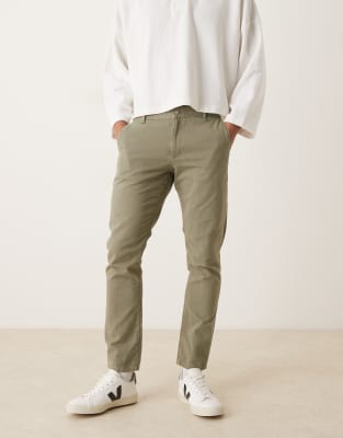 Asos Design Slim Pants In Green