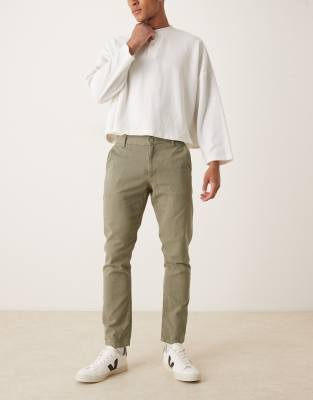 Asos Design Slim Pants In Green