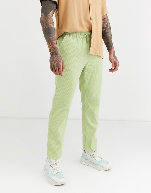 ASOS DESIGN slim pants in light green cord | ASOS