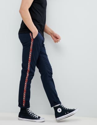 side tape slim jeans