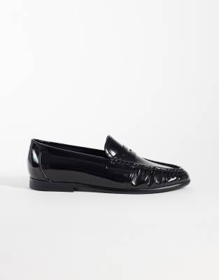 Asos Design Slim Penny Loafer With Ruching In Black