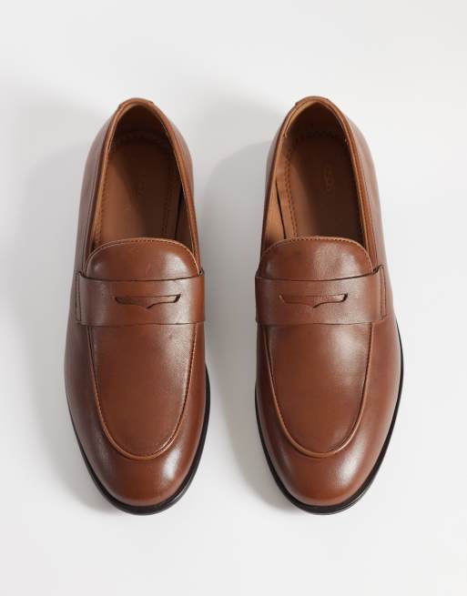 ASOS DESIGN slim penny loafers in tan leather, 2 of 4