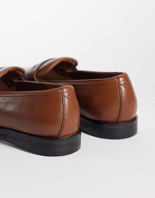 ASOS DESIGN slim penny loafers in tan leather, 4 of 4