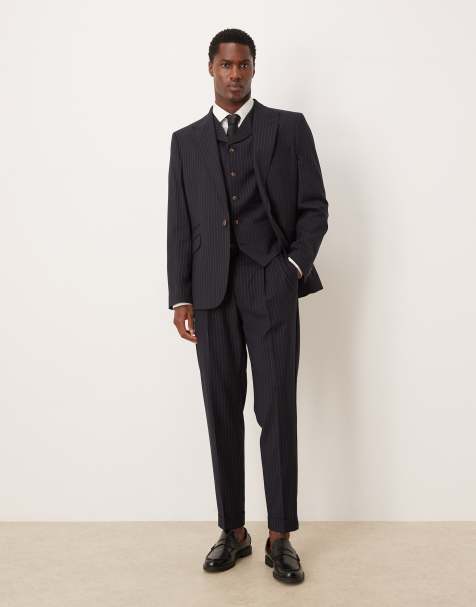 ASOS DESIGN slim pinstripe suit in navy - view 1