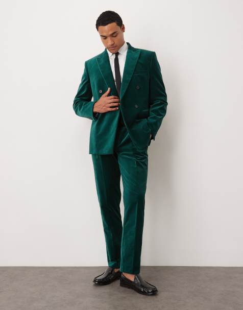ASOS DESIGN slim pleat front suit pants in cotton velvet - view 1