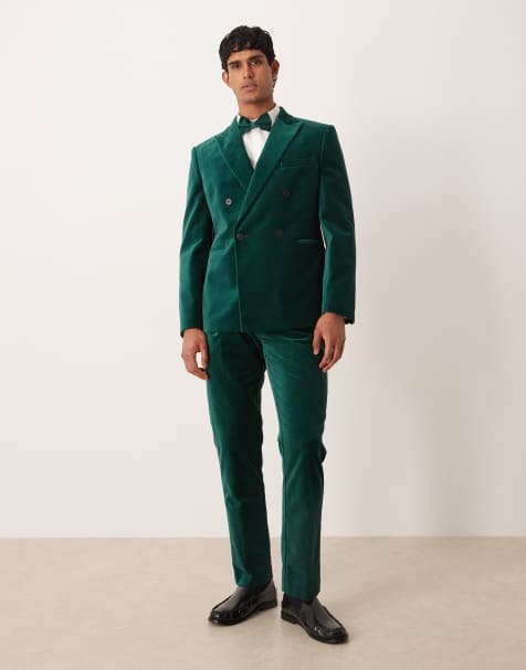 ASOS DESIGN slim pleat front suit trousers in cotton velvet
