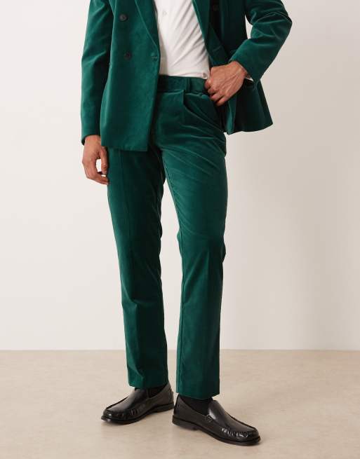 ASOS DESIGN slim pleat front suit pants in cotton velvet