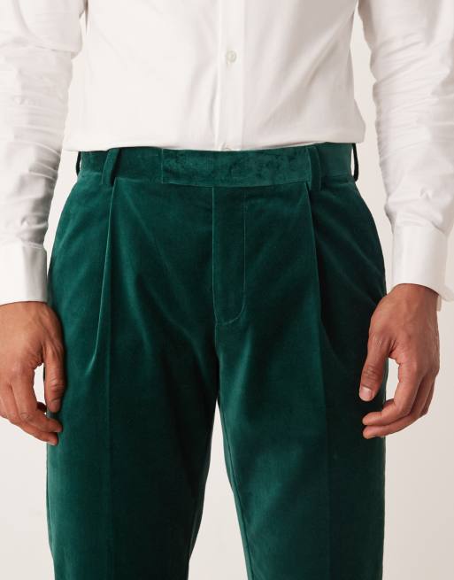 ASOS DESIGN slim pleat front suit pants in cotton velvet