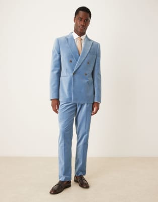 ASOS DESIGN ASOS DESIGN slim pleat front suit trousers in light blue cotton velvet
