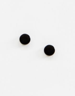 ASOS DESIGN slim plug earrings in black | ASOS