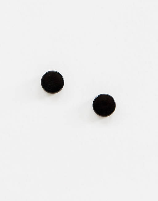 ASOS DESIGN slim plug earrings in black