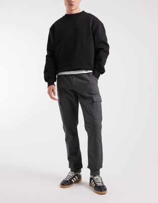 Asos Design Slim Pull On Cargo Pants In Gray