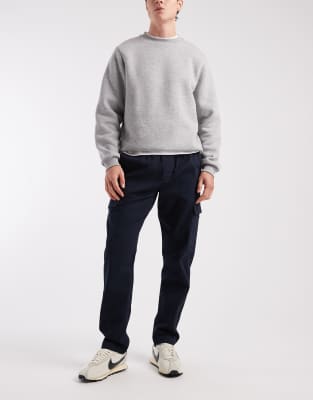 Asos Design Slim Pull On Cargo Pants In Blue