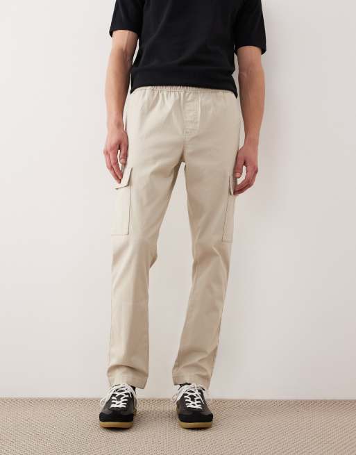 ASOS DESIGN slim pull on cargo trousers in beige, 2 of 5