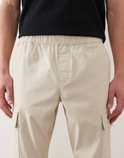 ASOS DESIGN slim pull on cargo trousers in beige, 4 of 5