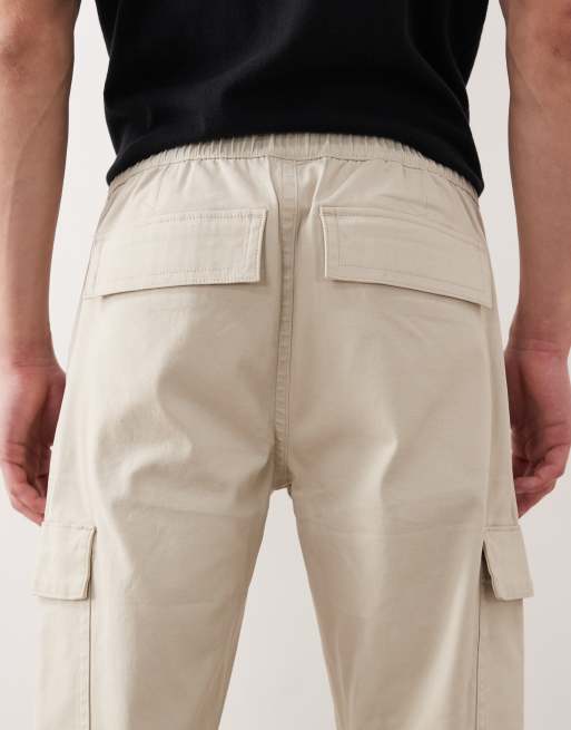 ASOS DESIGN slim pull on cargo trousers in beige, 5 of 5