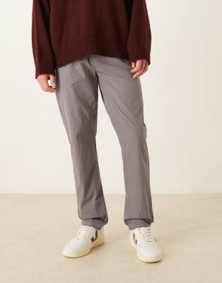 Asos Design Slim Pull On Pants In Gray