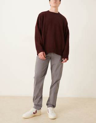 Asos Design Slim Pull On Pants In Gray