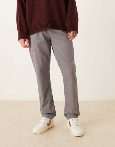 ASOS DESIGN slim pull on pants in grey techy fabric - view 1