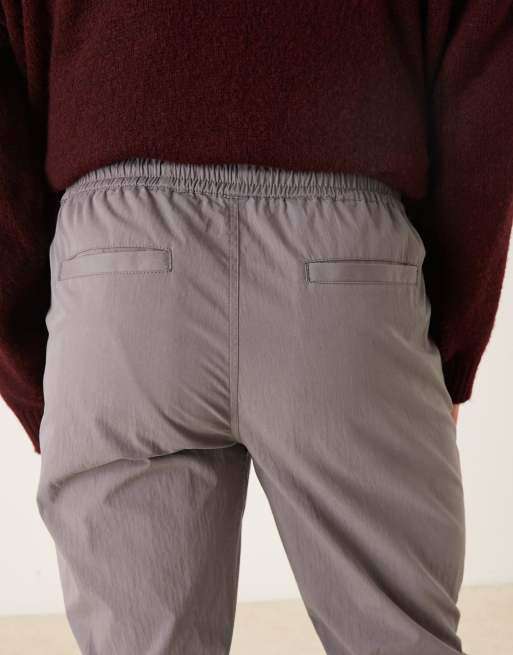 ASOS DESIGN slim pull on pants in grey techy fabric, 5 of 5
