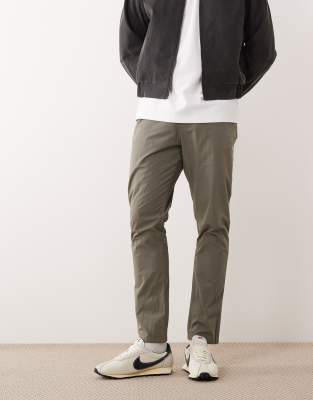 Asos Design Slim Pull On Pants In Green